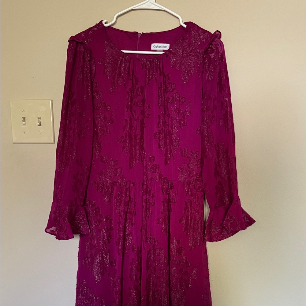 Calvin Klein Women's Fuchsia Long Sleeve Dress
